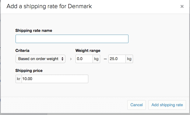 shipping rate