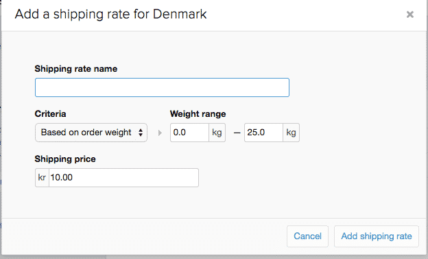 shipping rate