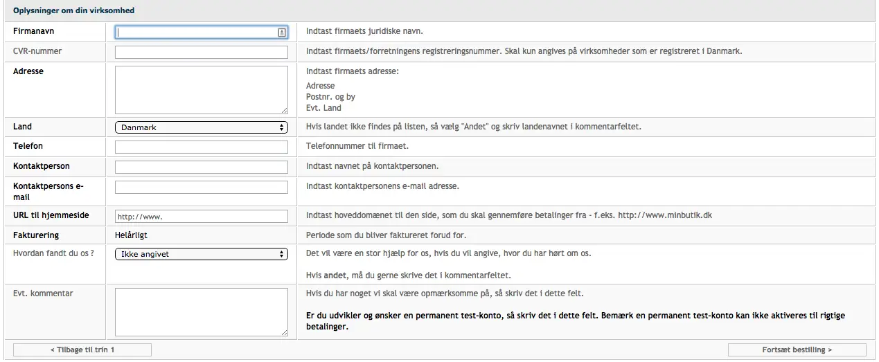 webshop informationer