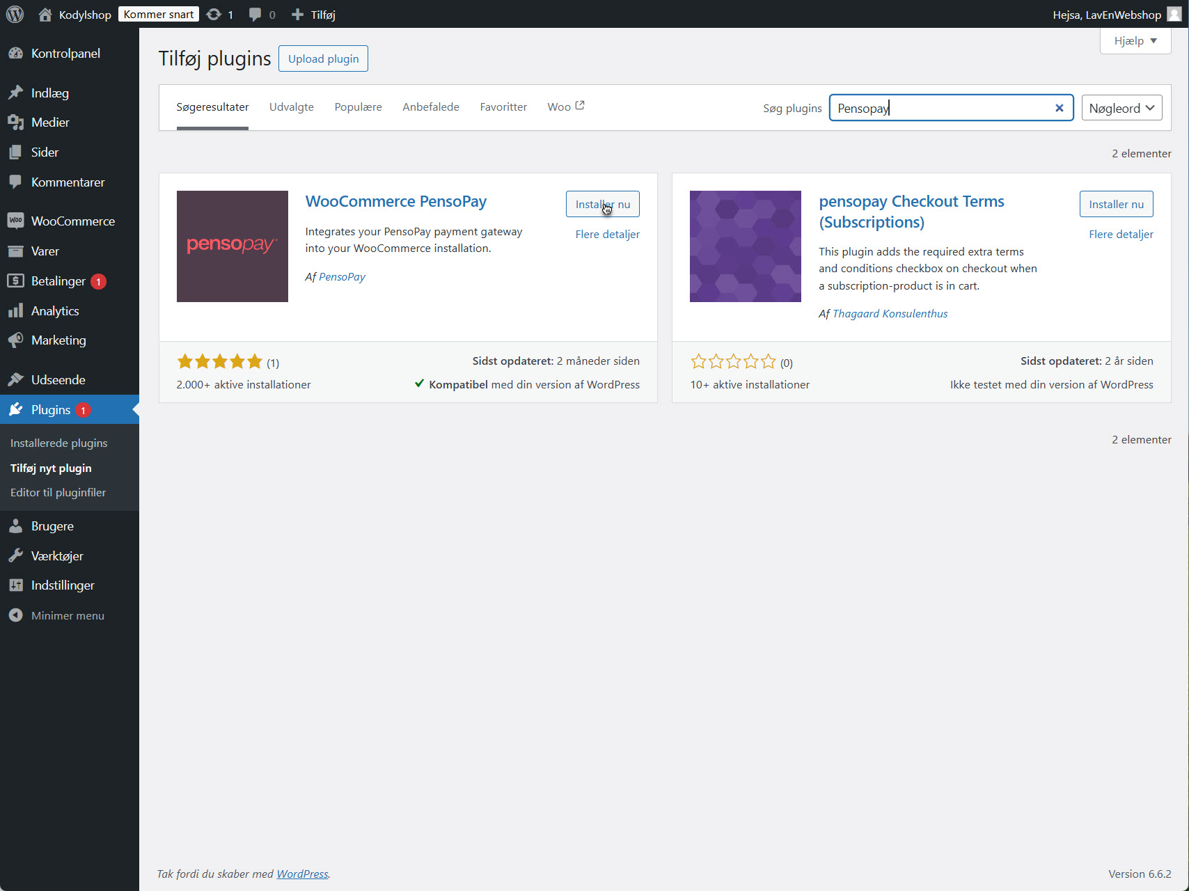 Opsætning af dansk betalingsgateway, PensoPay, med WooCommerce, så webshoppen understøtter danske betalingsløsninger såsom Dankort.