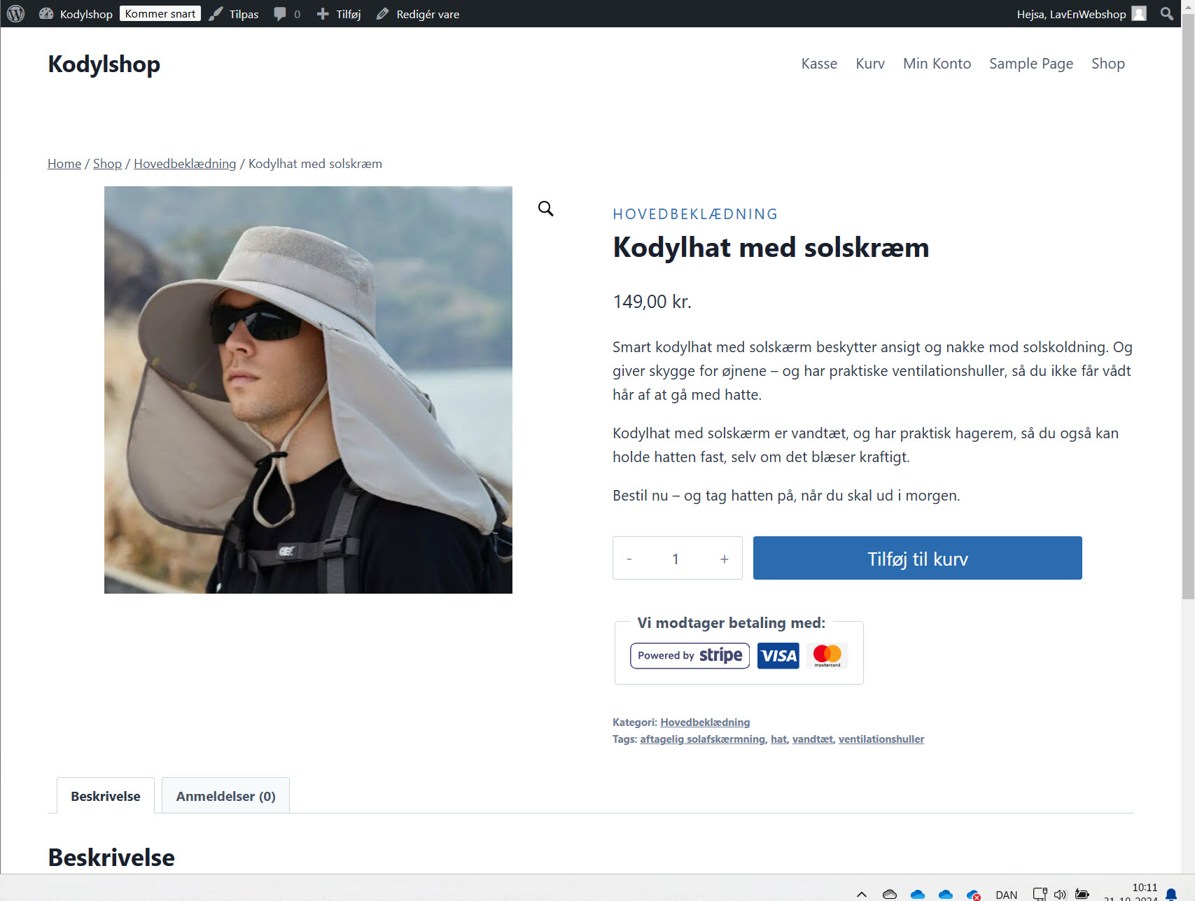 Begynd opsætning af moms for webshoppen, som led i WooCommerce-installationen.