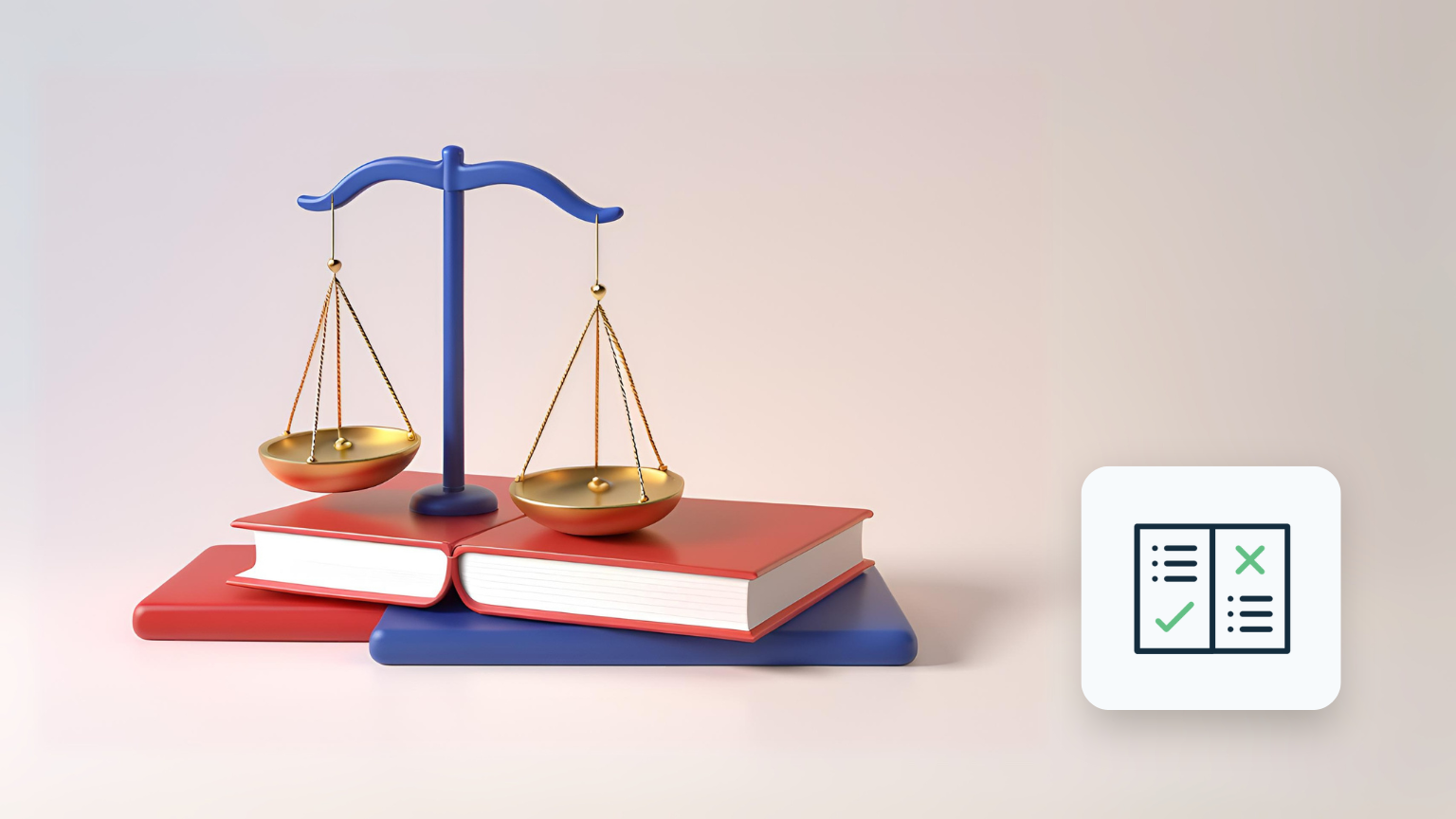 3D illustration af lov messige regulering, med fokus på juridiske aspekter som kontrakter, databeskyttelse og produktansvar.