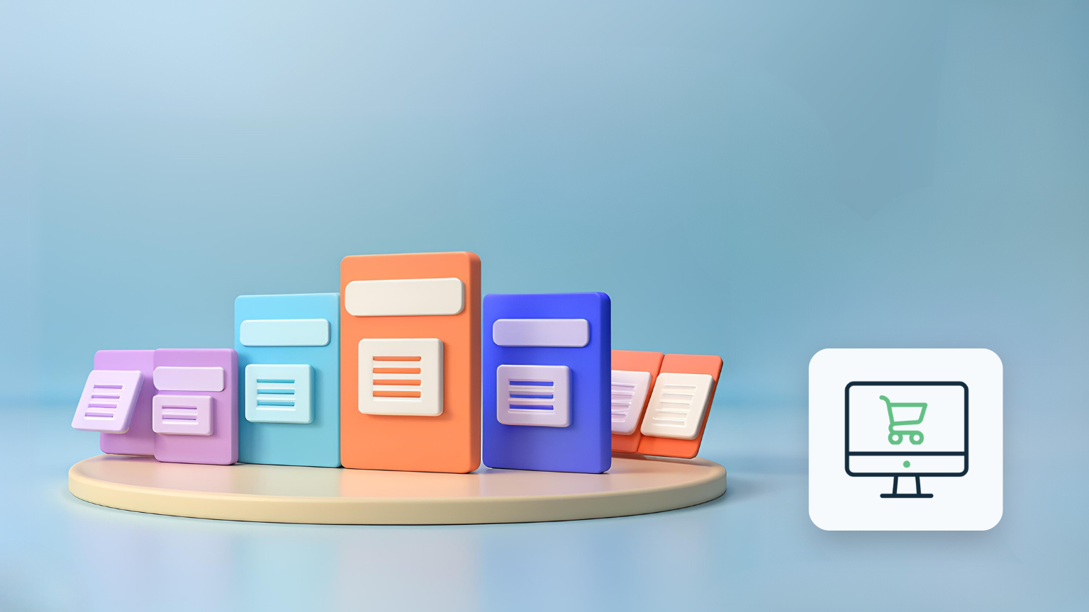 3D illustration af en sammenligningstabel over Shopify-abonnementer, der hjælper med at vælge den rette plan til din webshop.